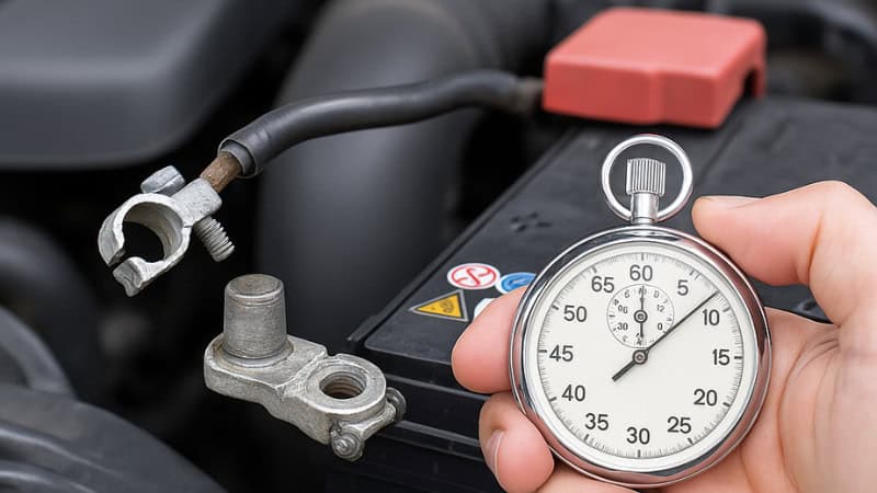 how long to leave battery disconnected to reset car computer