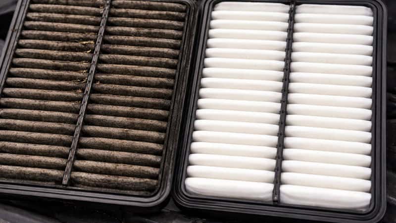Dirty vs clean air filter comparison