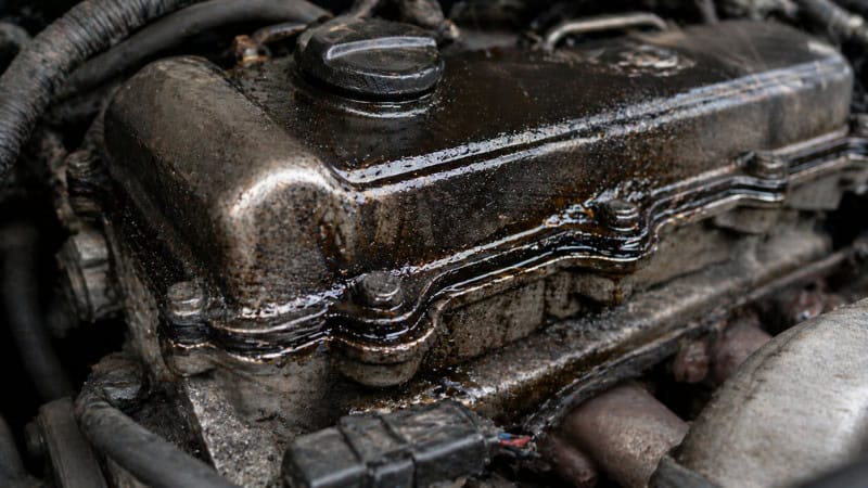 engine oil leaking from car